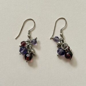 Elegant Silver and Purple Dangle Earrings